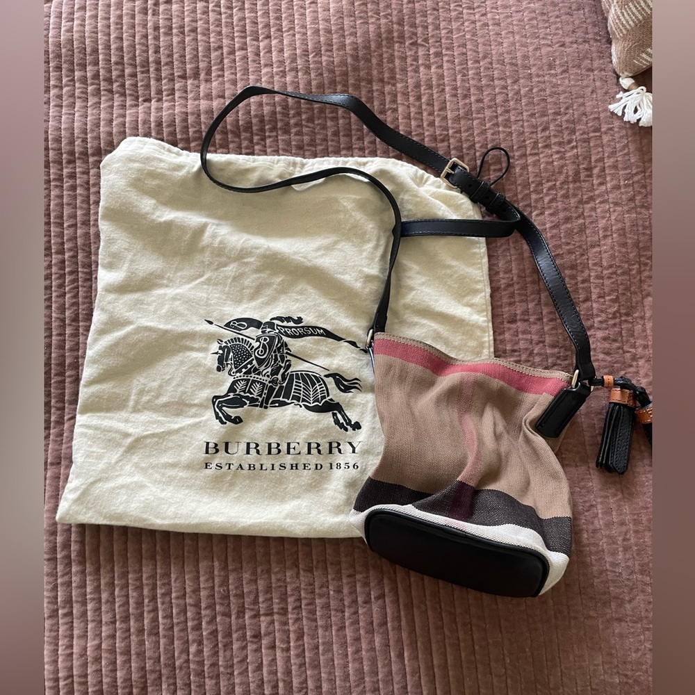 Burberry large check canvas bucket bag